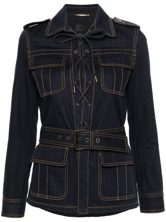 Blue Lace-up Denim Shirt