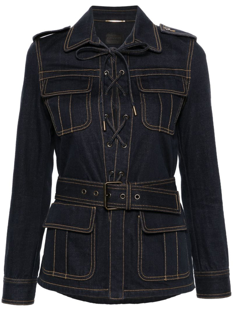 Blue Lace-up Denim Shirt