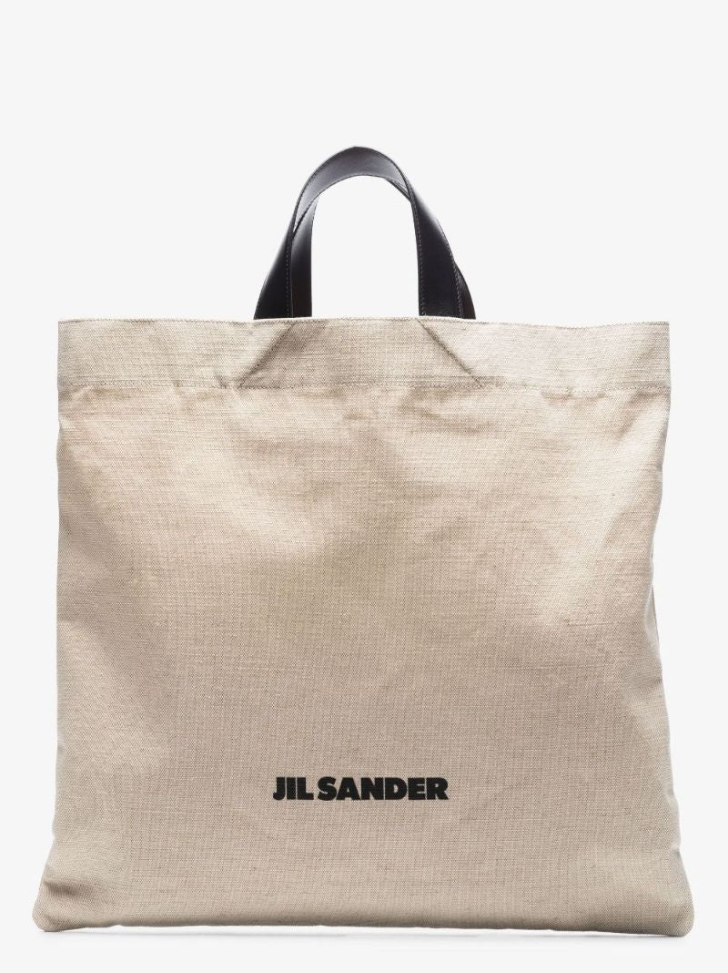 Neutral Book Logo Print Canvas Tote Bag