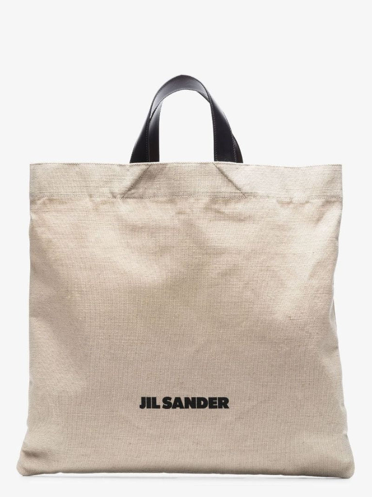 Neutral Book Logo Print Canvas Tote Bag