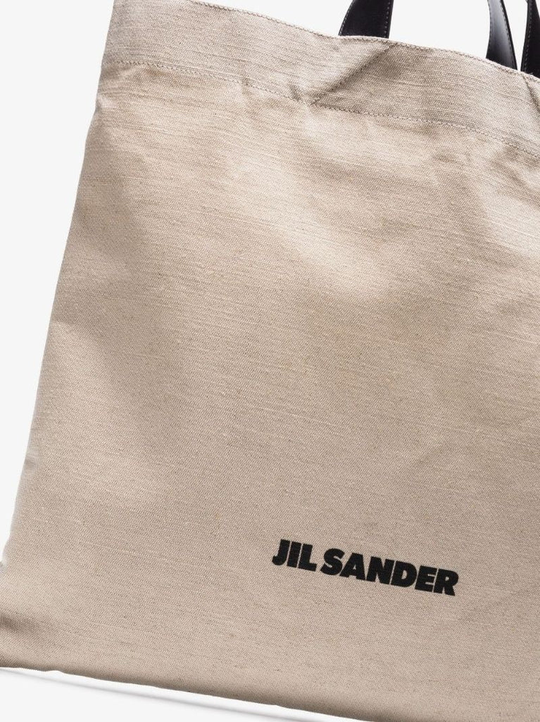 Neutral Book Logo Print Canvas Tote Bag