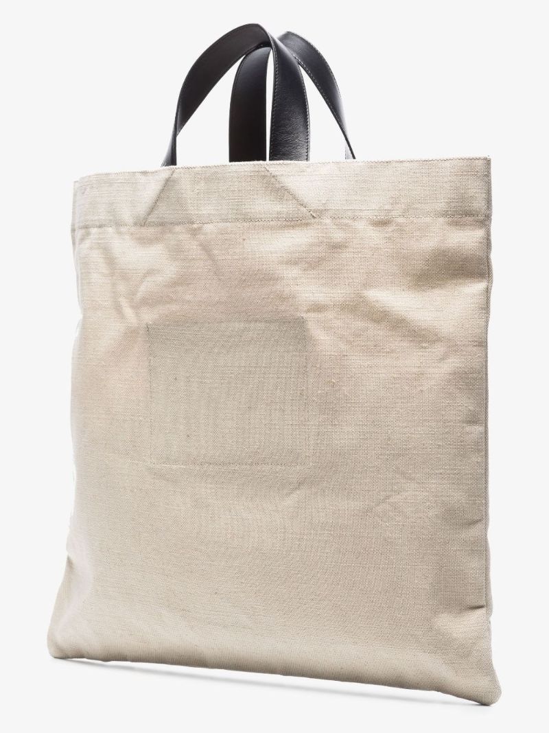 Neutral Book Logo Print Canvas Tote Bag