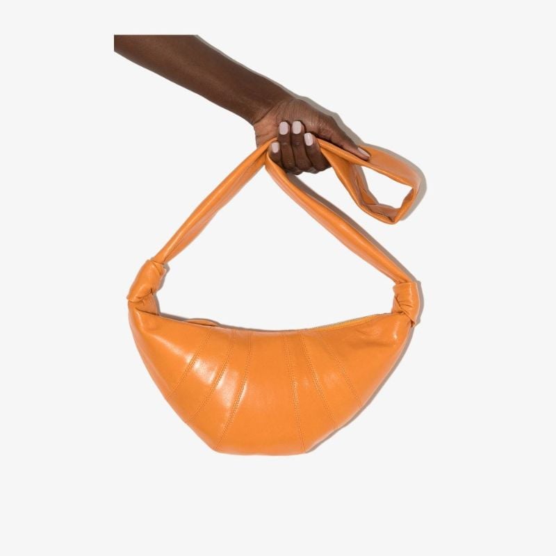 Orange Croissant Small Leather Cross Body Bag