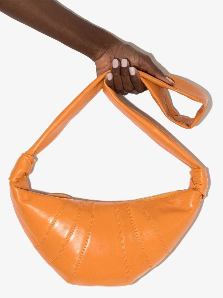 Orange Croissant Small Leather Cross Body Bag
