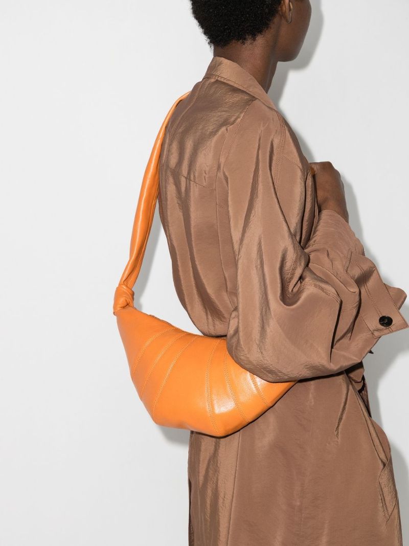Orange Croissant Small Leather Cross Body Bag
