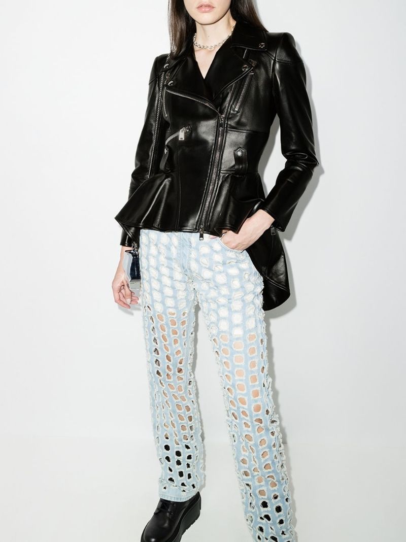 Leather Peplum Jacket