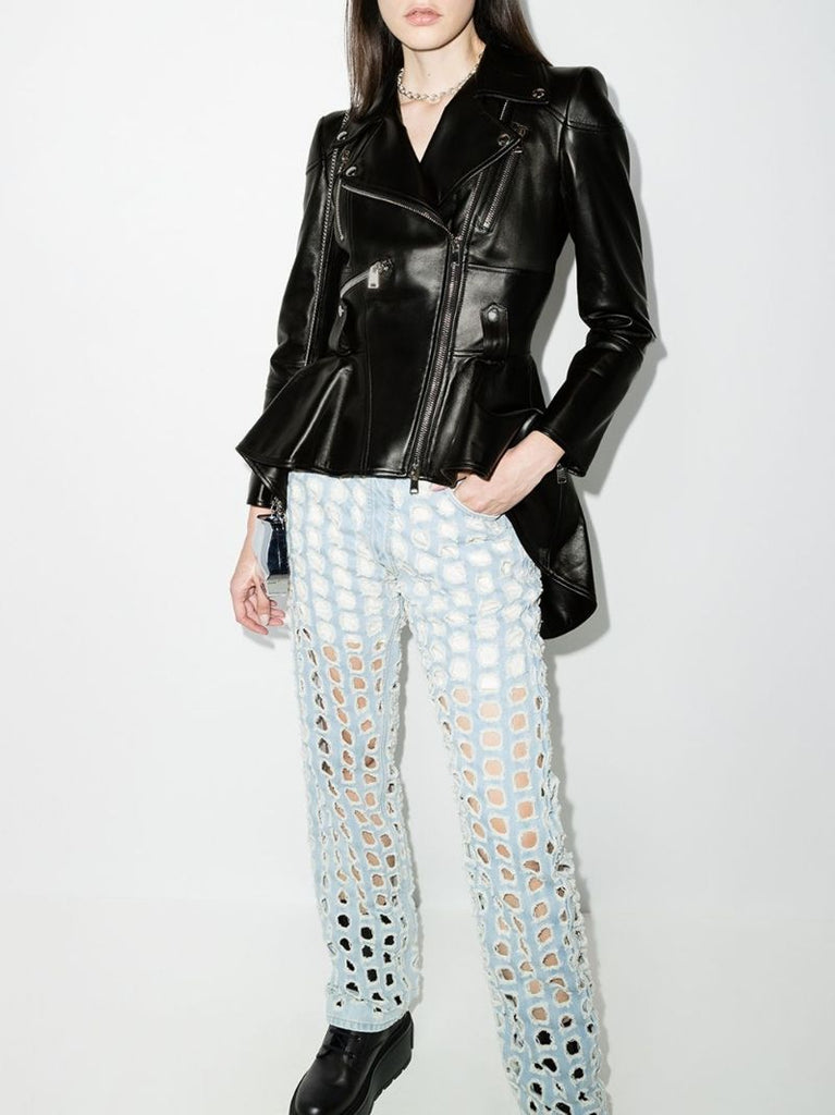 Leather Peplum Jacket
