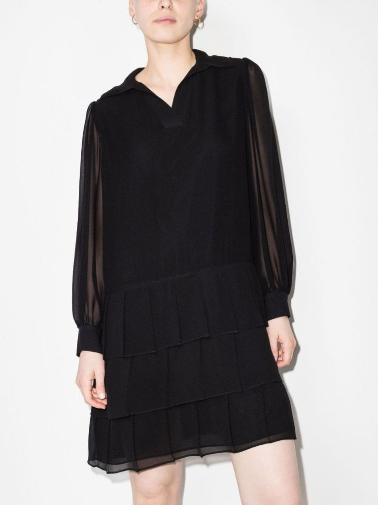 Collared Pleated Mini Dress