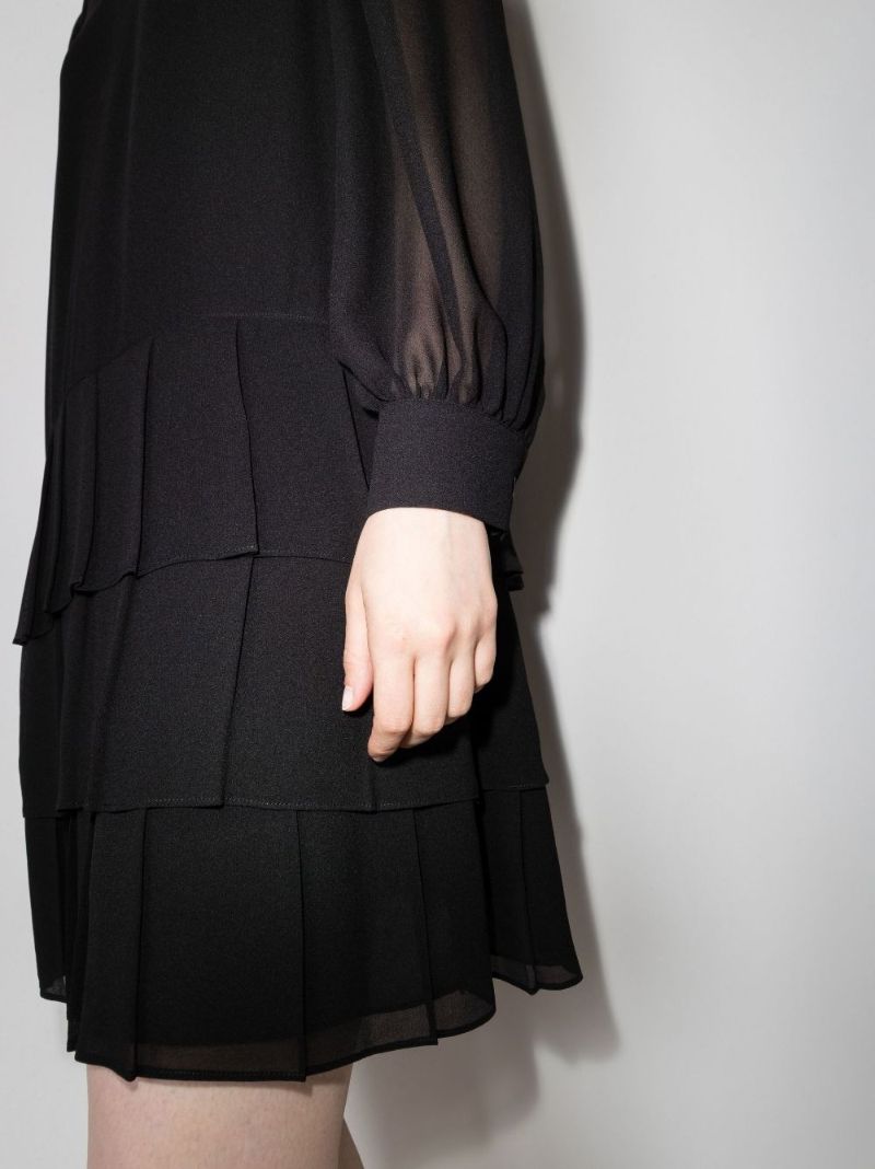 Collared Pleated Mini Dress