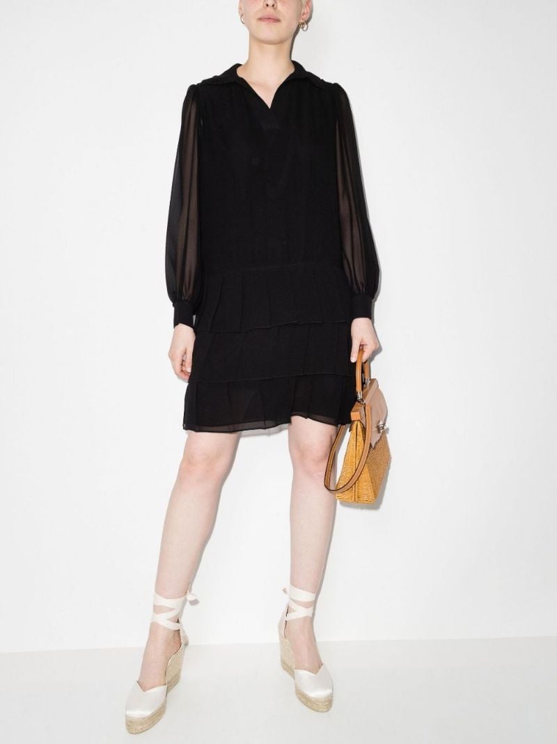 Collared Pleated Mini Dress
