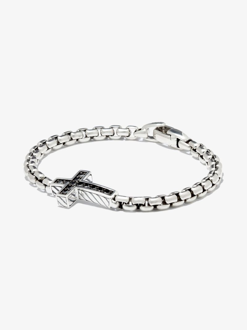 Sterling Silver Diamond Cross Bracelet