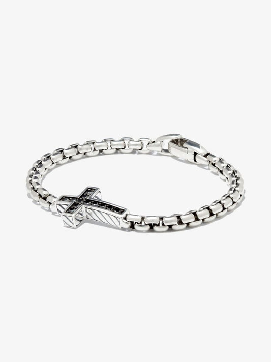 Sterling Silver Diamond Cross Bracelet