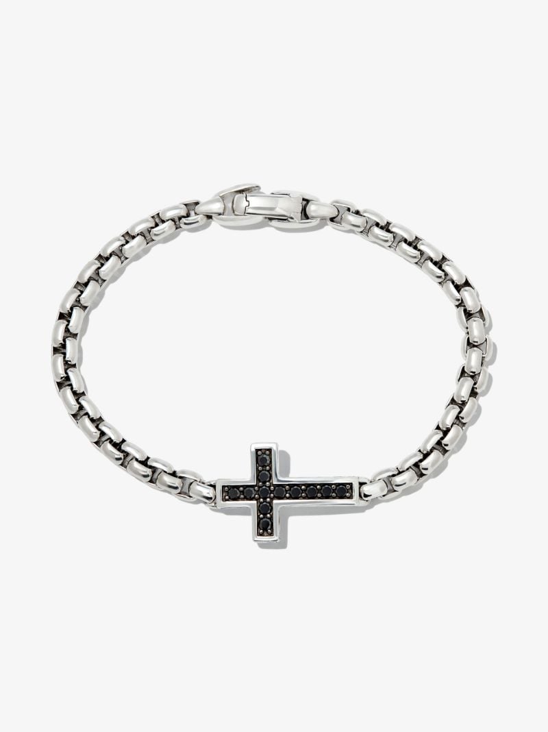 Sterling Silver Diamond Cross Bracelet
