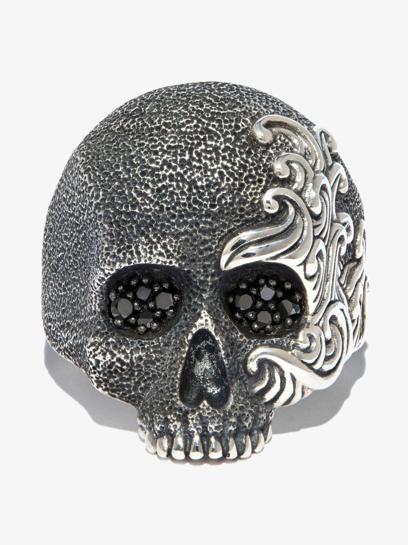 Sterling Silver Diamond Skull Ring