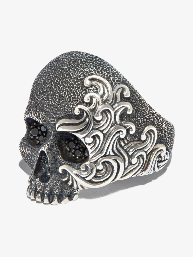 Sterling Silver Diamond Skull Ring