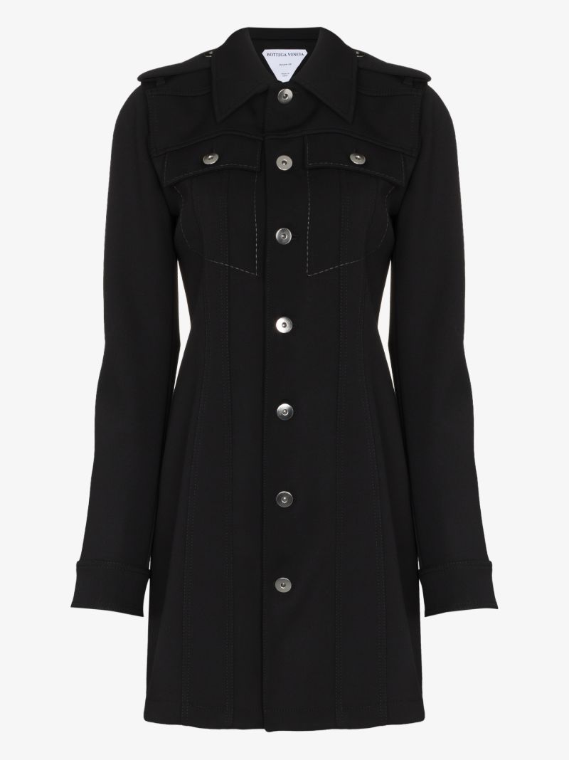 Black Wool Mini Shirt Dress