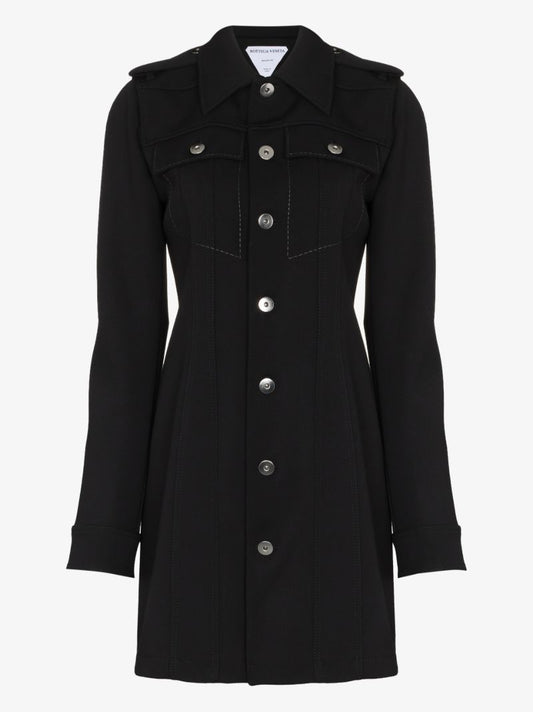 Black Wool Mini Shirt Dress