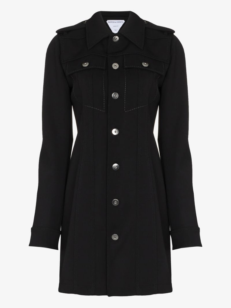 Black Wool Mini Shirt Dress