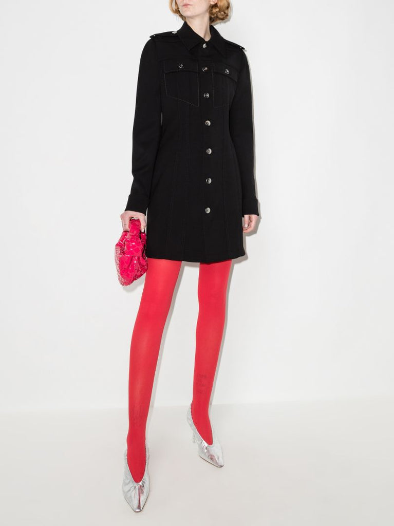 Black Wool Mini Shirt Dress