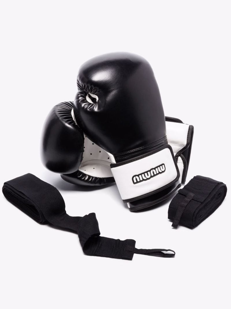 Black Leather Boxing Glove Set