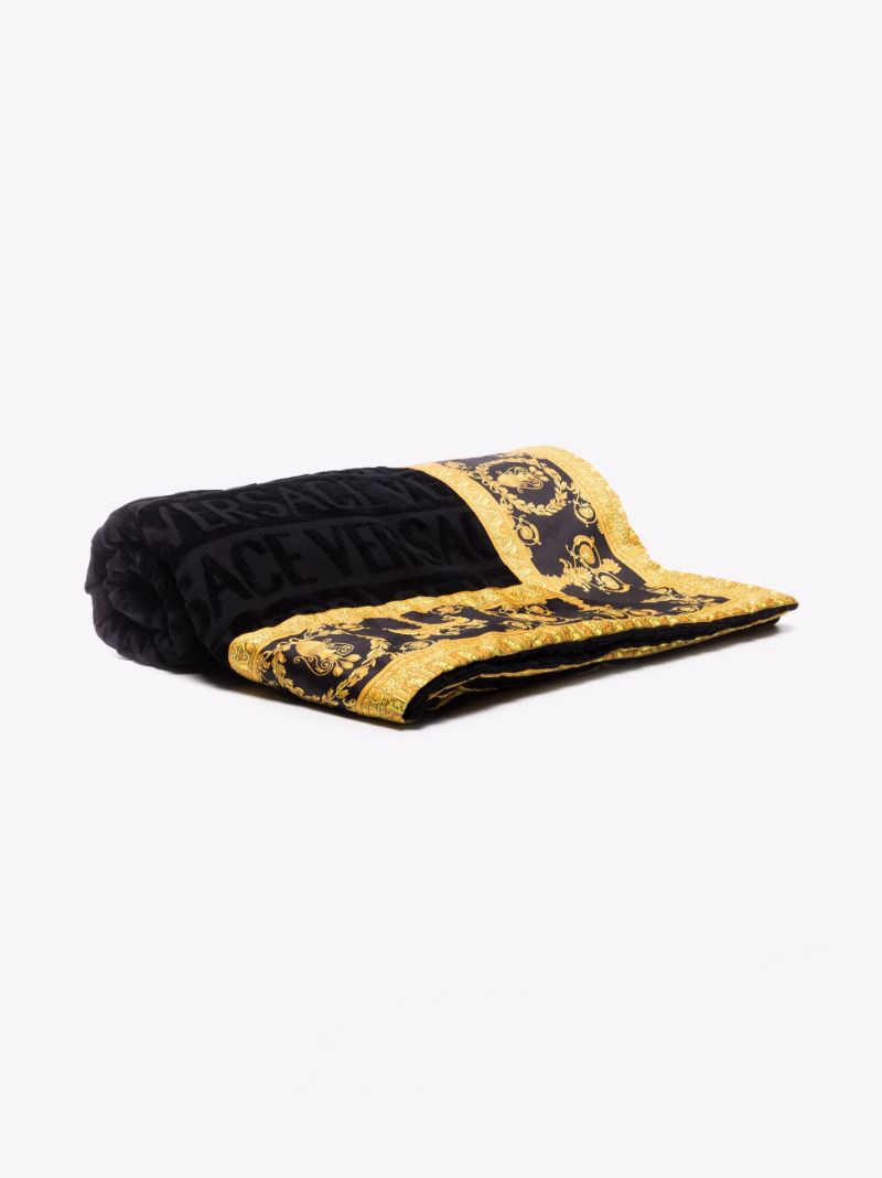 Black I Love Baroque Cotton Towel