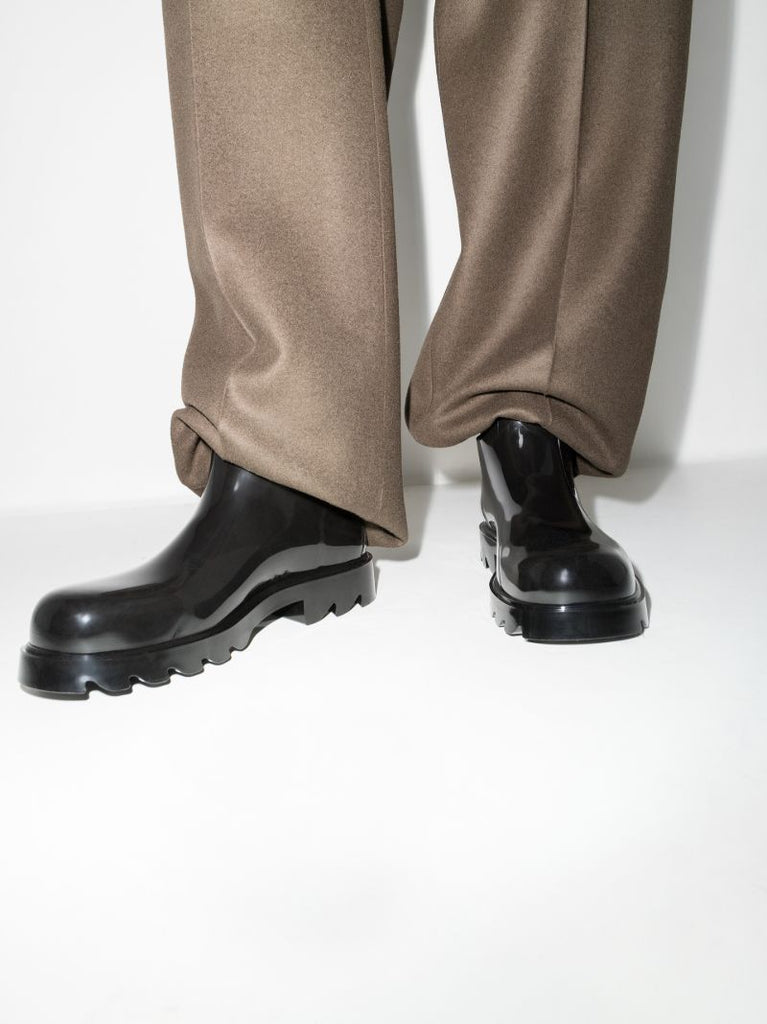 Black Stride Rubber Ankle Boots