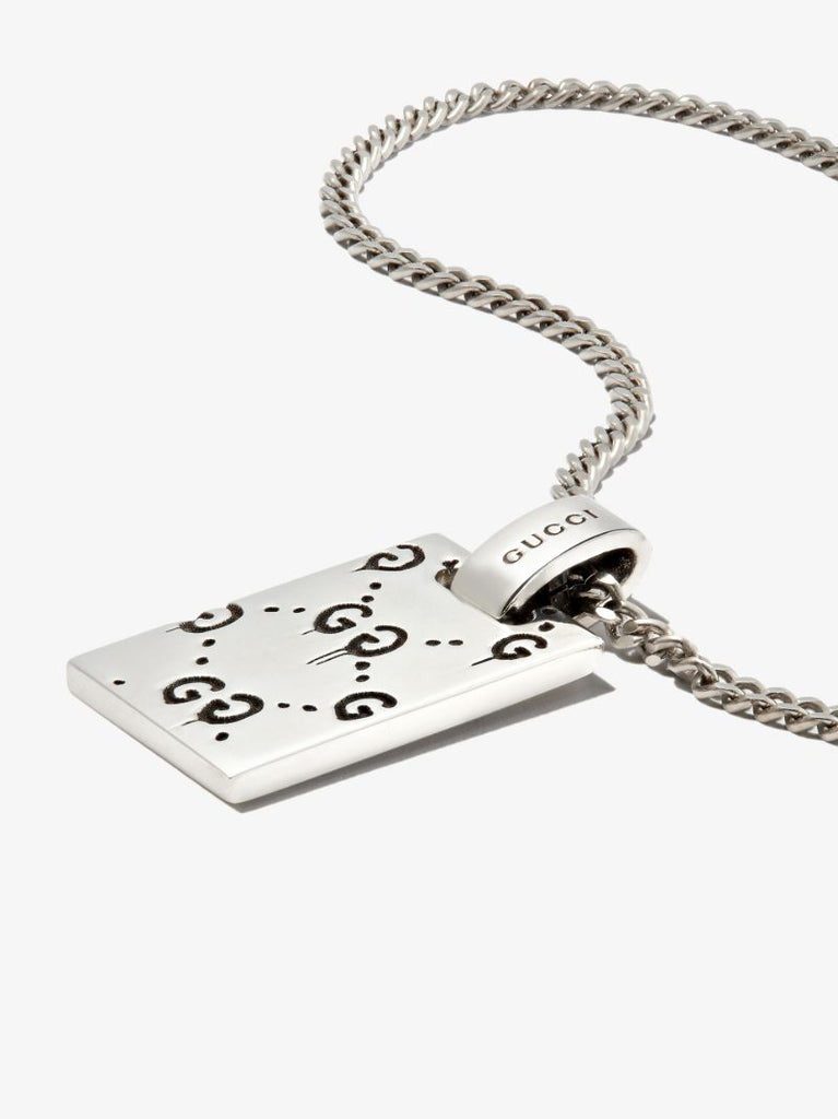 Sterling Silver Ghost Dog Tag Necklace