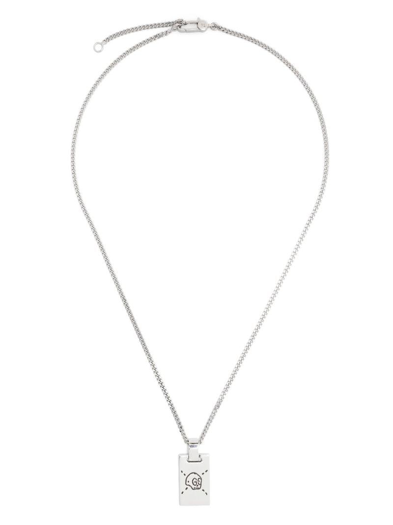 Sterling Silver Ghost Dog Tag Necklace