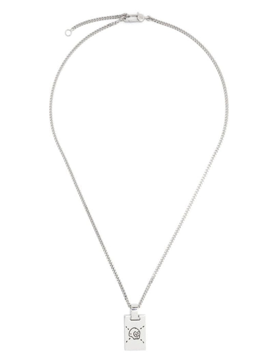 Sterling Silver Ghost Dog Tag Necklace
