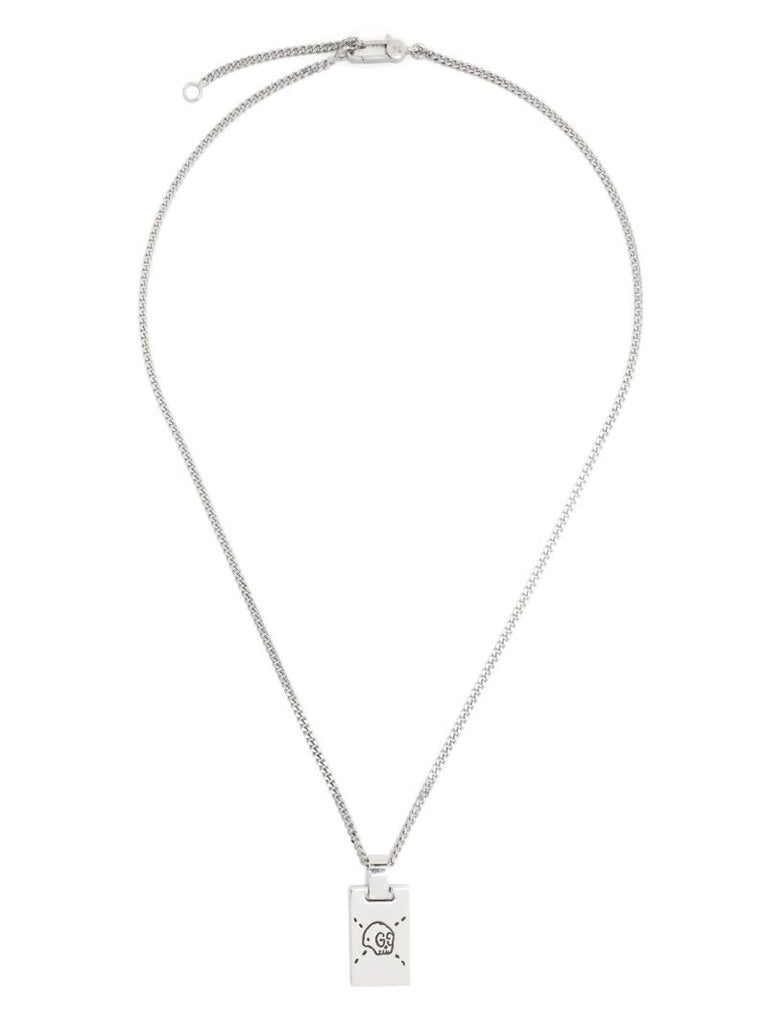 Sterling Silver Ghost Dog Tag Necklace