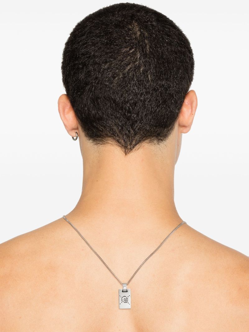 Sterling Silver Ghost Dog Tag Necklace