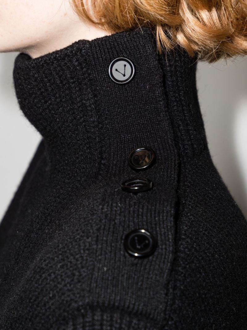 Black Puff-sleeved Wool Sweater
