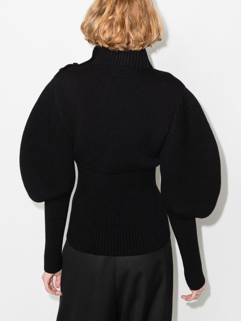 Black Puff-sleeved Wool Sweater
