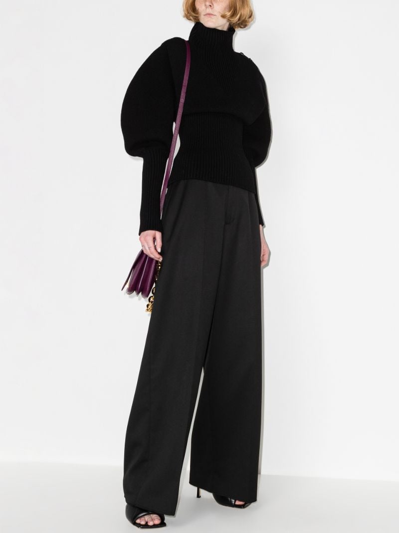 Black Puff-sleeved Wool Sweater