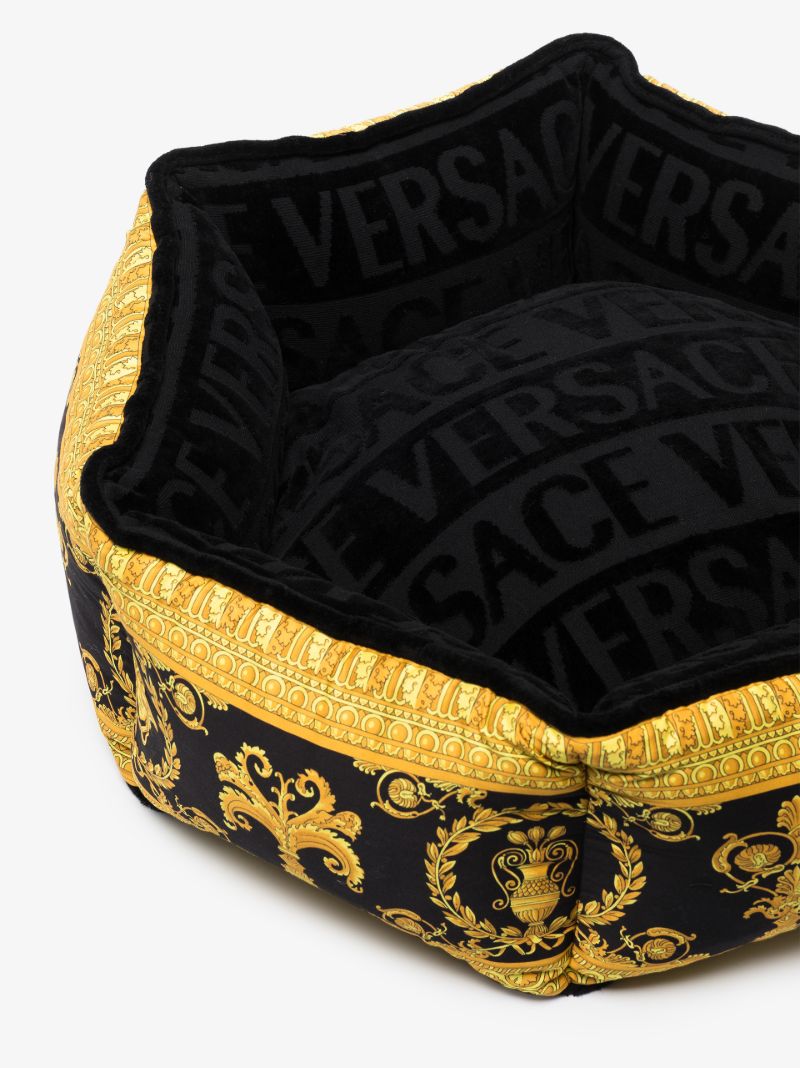 Black Barocco Cotton Pet Bed