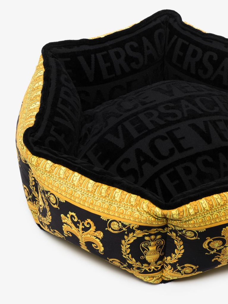 Black Barocco Cotton Pet Bed