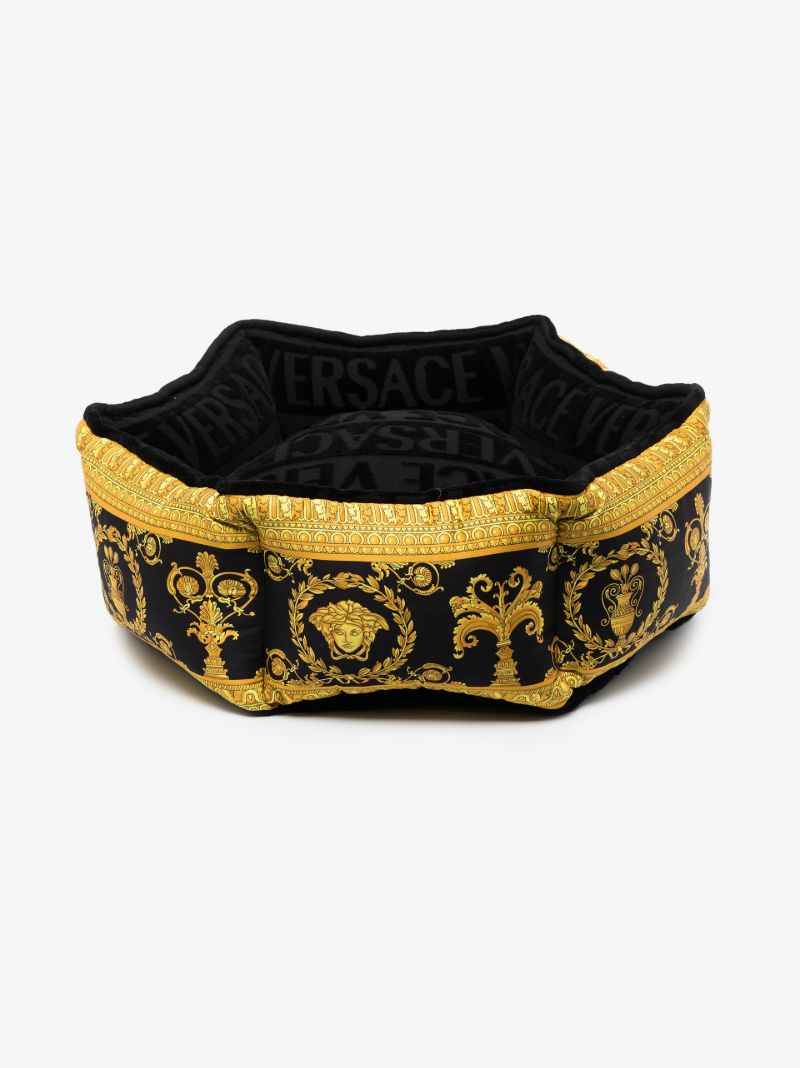 Black Barocco Cotton Pet Bed