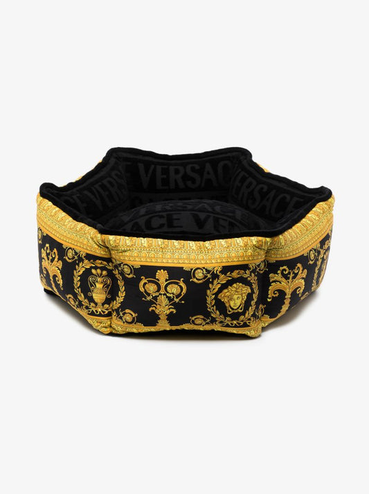 Black Barocco Cotton Pet Bed