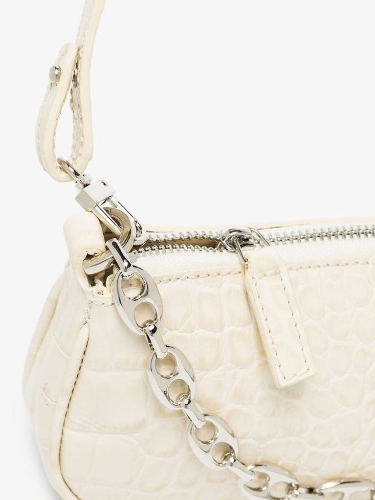 White Mini Rachel Mock Croc Leather Shoulder Bag
