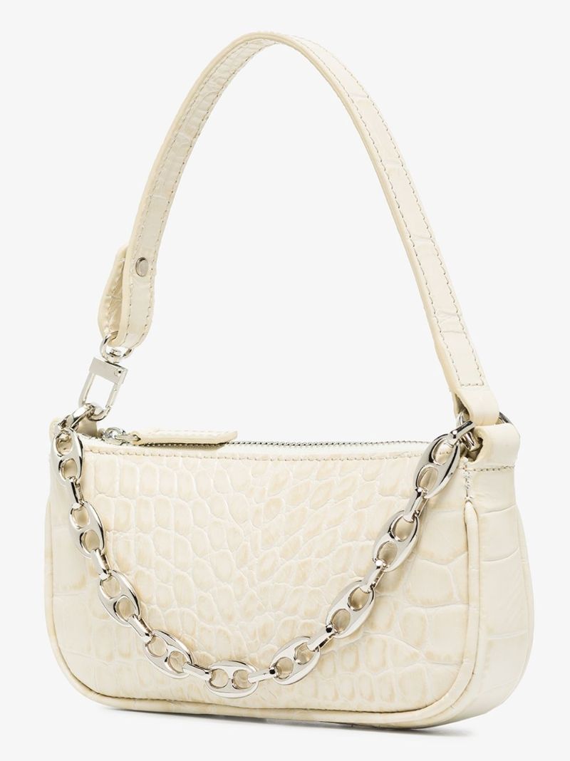 White Mini Rachel Mock Croc Leather Shoulder Bag
