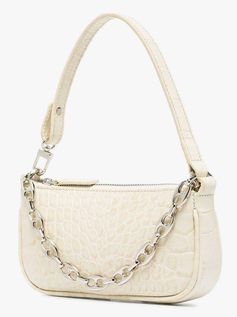 White Mini Rachel Mock Croc Leather Shoulder Bag