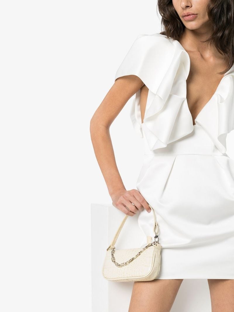 White Mini Rachel Mock Croc Leather Shoulder Bag