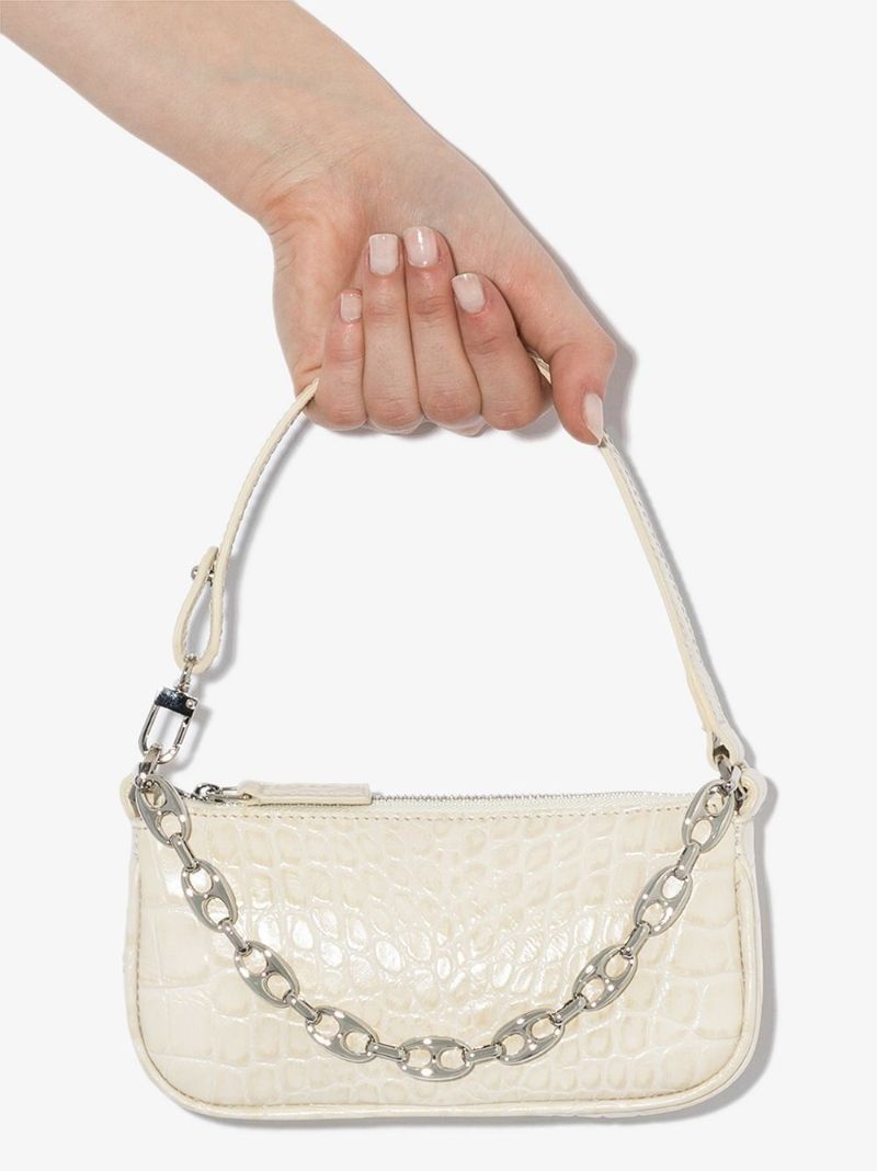 White Mini Rachel Mock Croc Leather Shoulder Bag