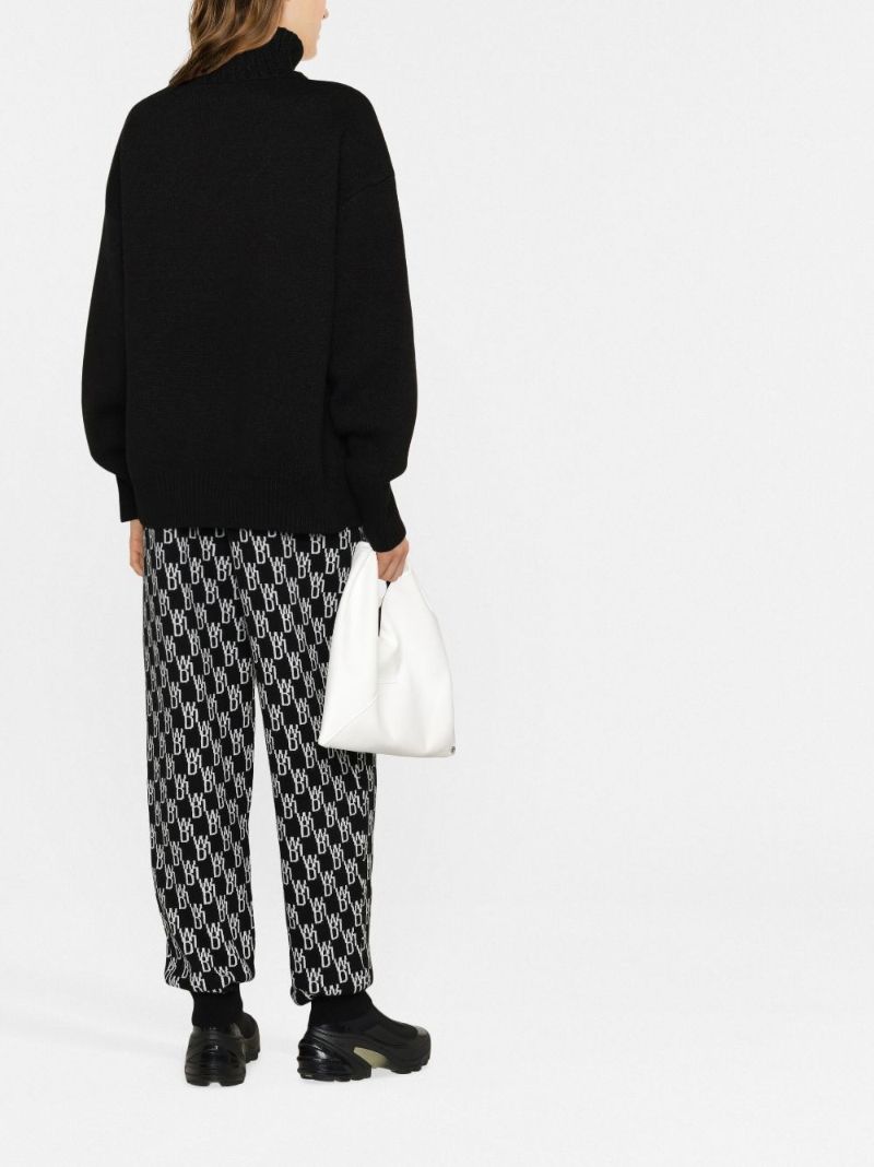Black Logo Intarsia Turtleneck Sweater