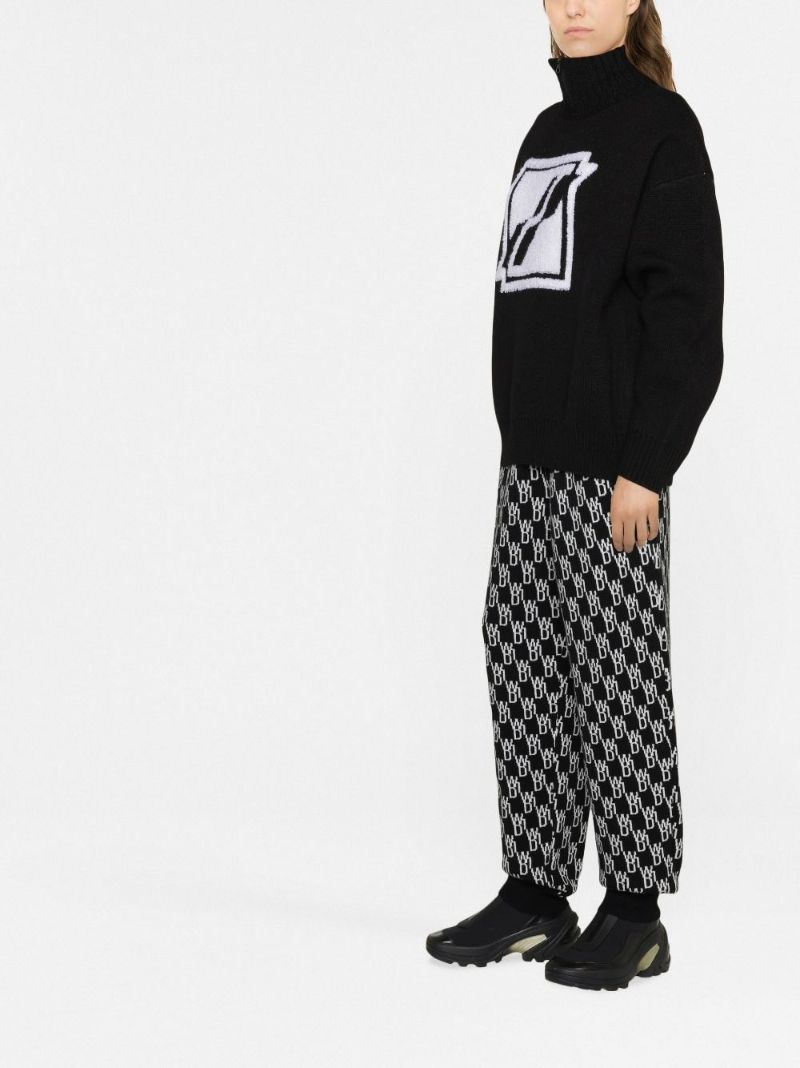 Black Logo Intarsia Turtleneck Sweater