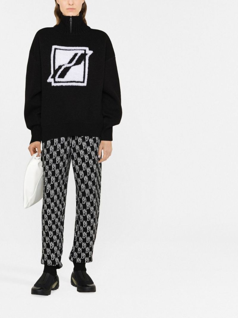 Black Logo Intarsia Turtleneck Sweater