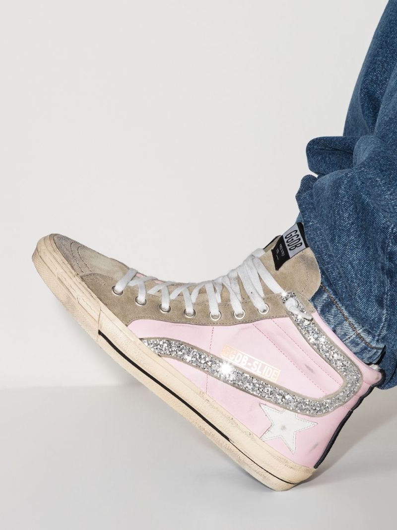 Slide High Top Leather Sneakers