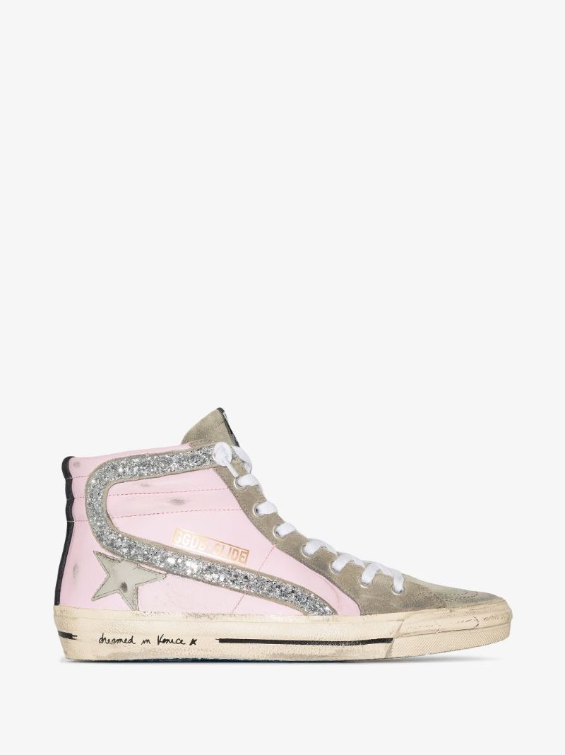 Slide High Top Leather Sneakers