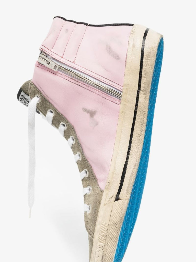 Slide High Top Leather Sneakers