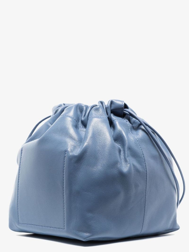 Blue Small Drawstring Leather Cross Body Bag